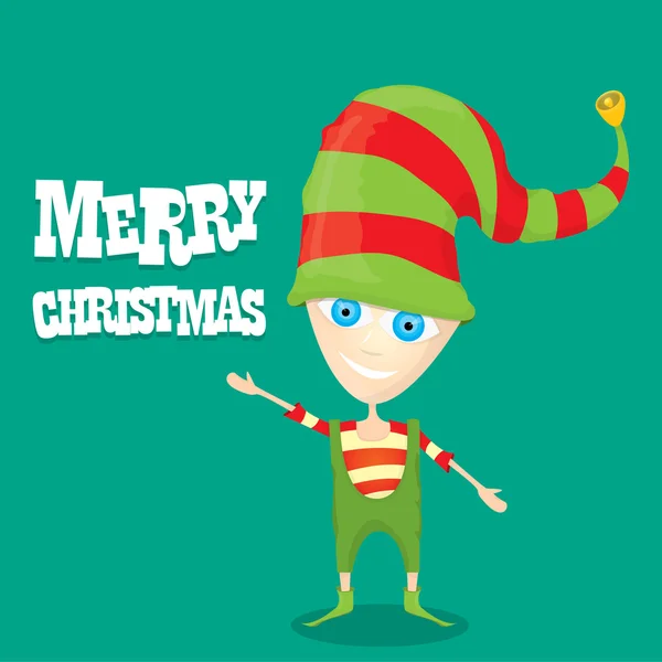 Vektor tecknad söta happy Christmas elf — Stock vektor