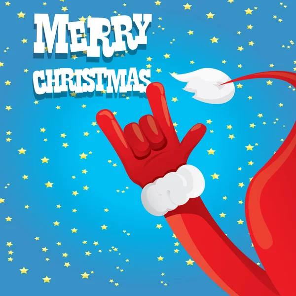 Santa Claus hand rock n roll vector illustration. — Stock Vector