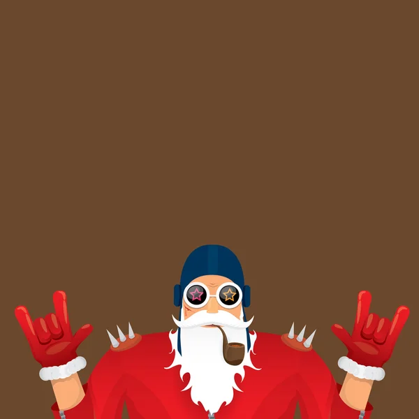 Векторный байкер Санта Клаус с дымящейся трубкой . — стоковый вектор