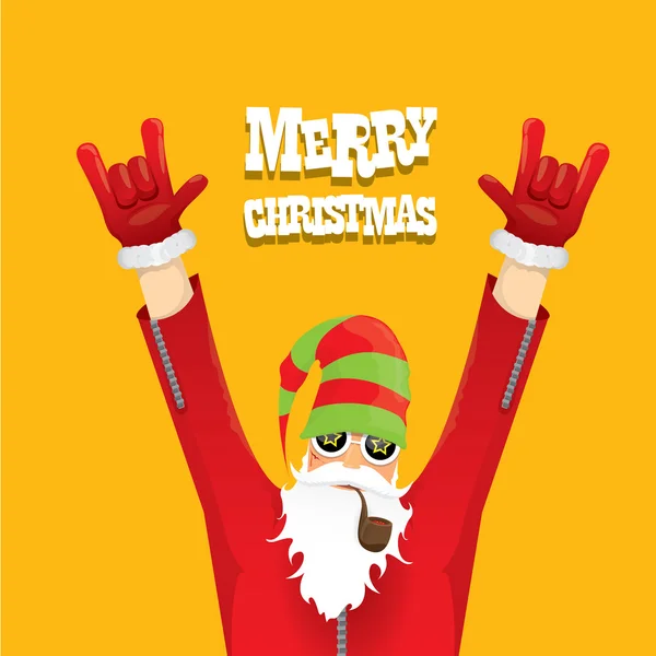 Motorcu vektör Noel Baba sigara boru ile.