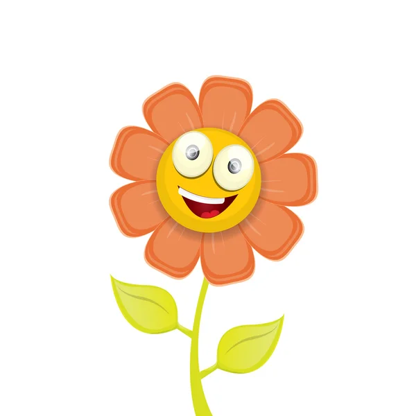 Vector spring cartoon flowers isolated on white — Stock Vector