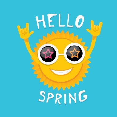 Güneş el rock n roll simge vektör. Bahar