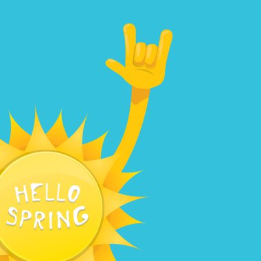 Güneş el rock n roll simge vektör. Bahar