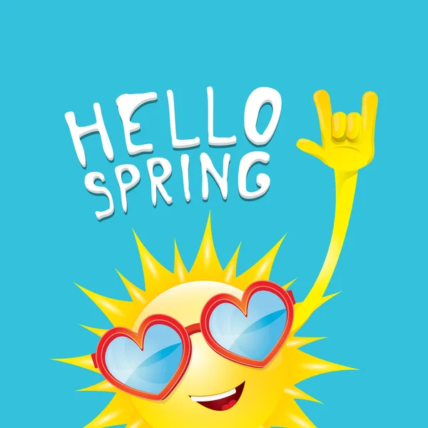 Sun hand rock n roll icon vector . Spring — Stock Vector