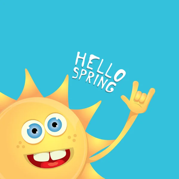 Sun hand rock n roll icon vector . Spring — Stock Vector