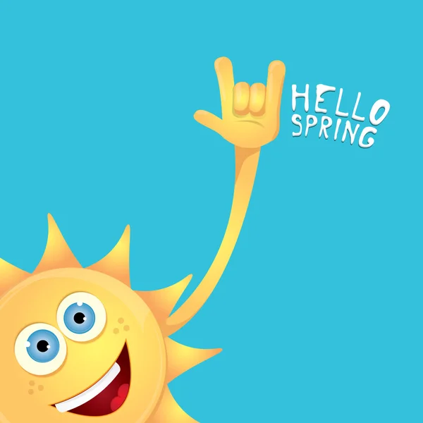 Sun hand rock n roll icon vector . Spring — Stock Vector