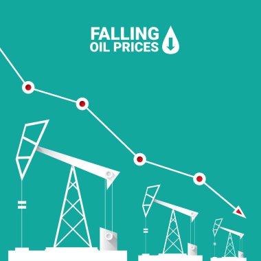 Grafik illüstrasyon düşen petrol fiyatı. vektör