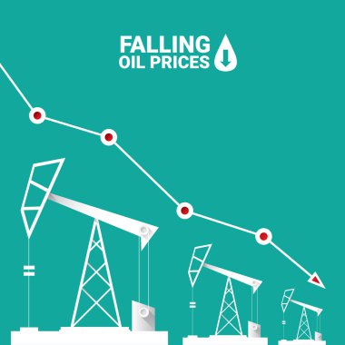 Oil price falling down graph illustration. vector