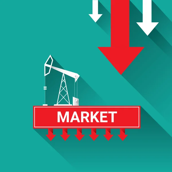 Precio del petróleo cayendo ilustración gráfica. vector — Vector de stock