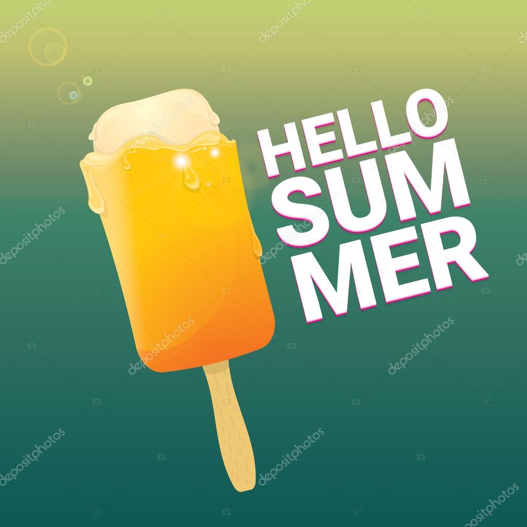 Hello summer vector creative concept background. Ice cream melts.