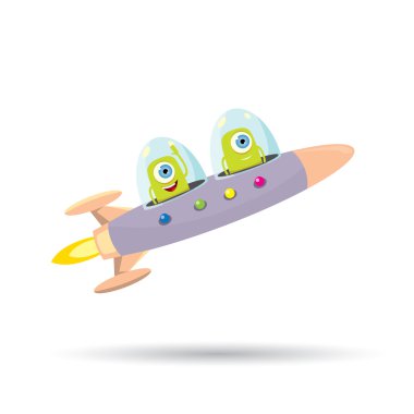 UFO. yeşil uzaylı vektör. uçan daire