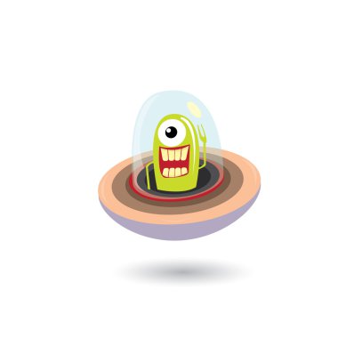 UFO. yeşil uzaylı vektör. uçan daire