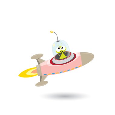 UFO. yeşil uzaylı vektör. uçan daire