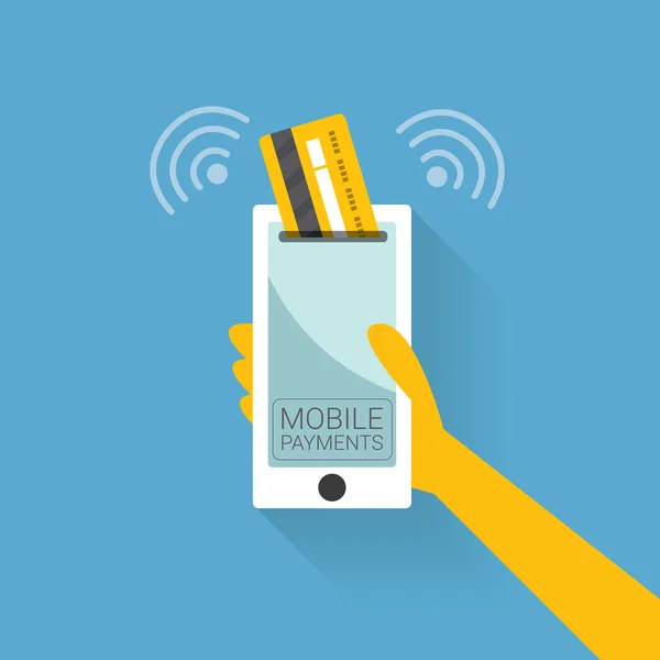 Flsmartphone a mobil fizetések feldolgozása — Stock Vector