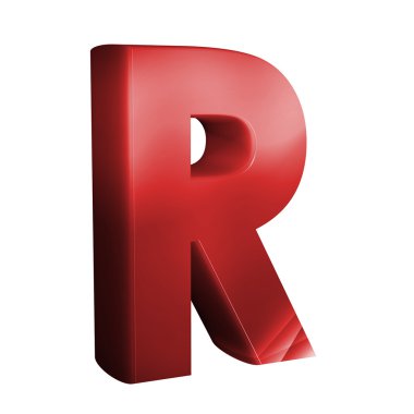 güzel kırmızı 3d yazı. R Harfi.
