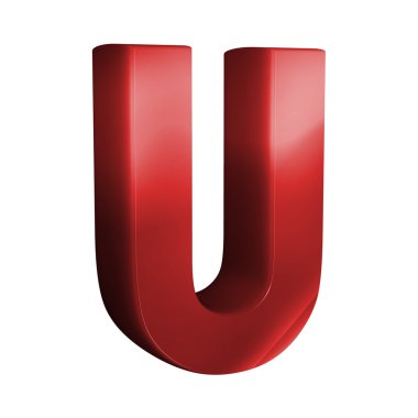 güzel kırmızı 3d yazı. U Harfi.