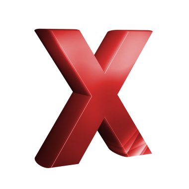 güzel kırmızı 3d yazı. X harfi.