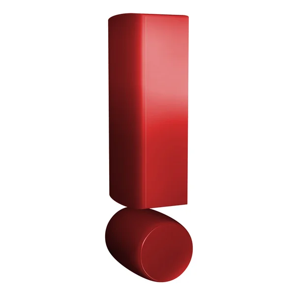 아름 다운 붉은 3d 폰트입니다. 느낌표 기호. — 스톡 사진