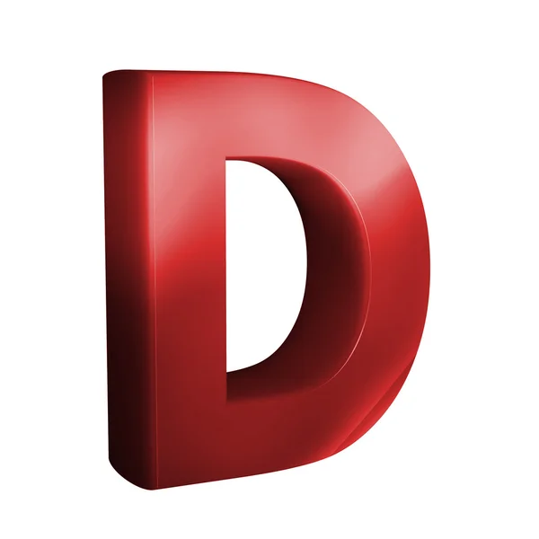 Beautiful red 3d font. Letter D. — Stock Photo, Image