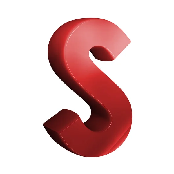 美丽的红色 3d 字体。字母 S. — 图库照片