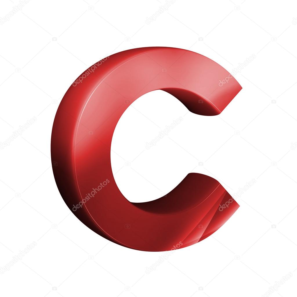 Letra C Color Rojo Hermosa Fuente De 3d Color Rojo Letra