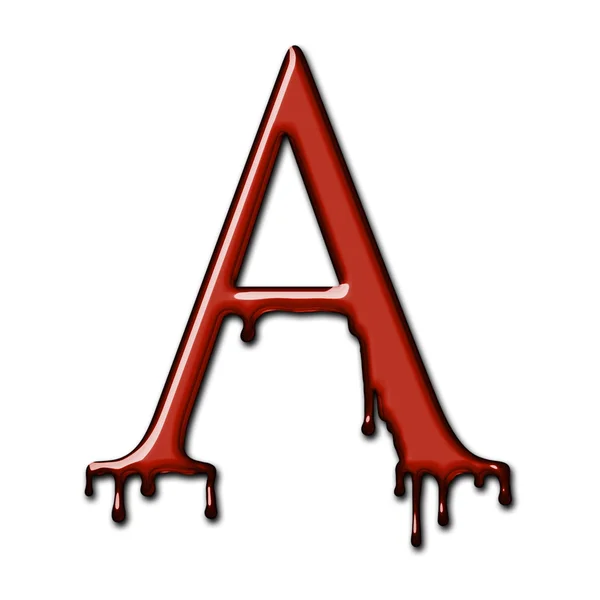 En droppande blod teckensnitt alfabetet isolerade på vitt. Bokstaven A. — Stockfoto