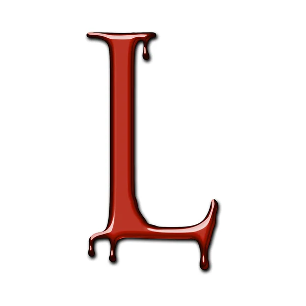 A dripping blood font alphabet isolated on white. Letter L. — Stock Photo, Image