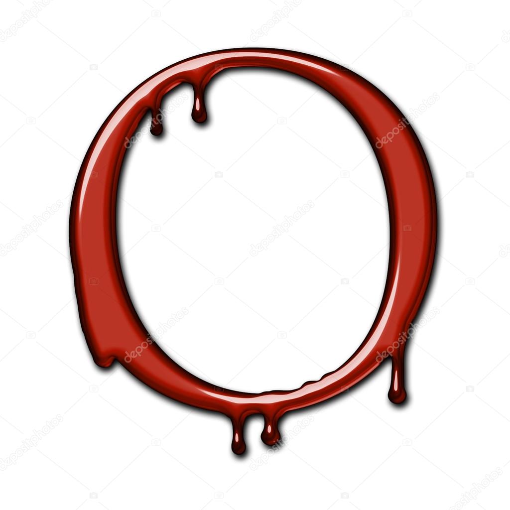 A dripping blood font alphabet isolated on white. Letter O.