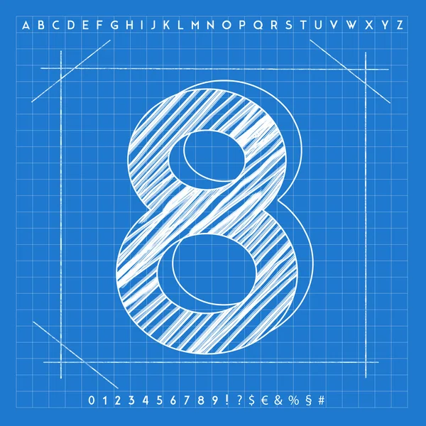 3D-blauwdruk lettertype — Stockfoto