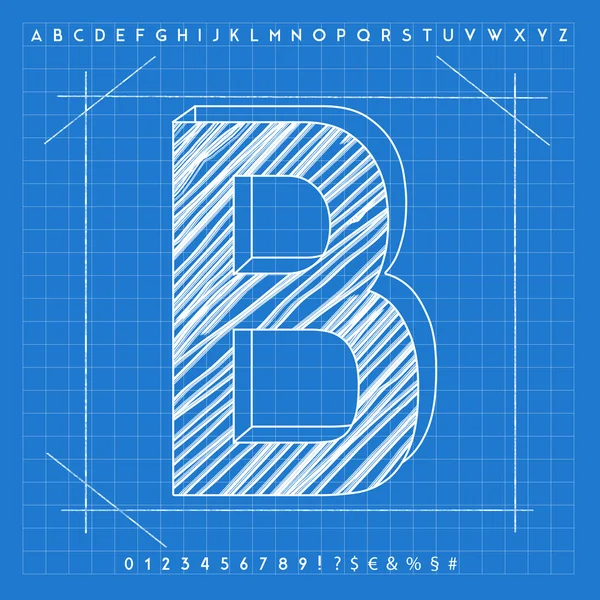 3D-blauwdruk lettertype — Stockfoto