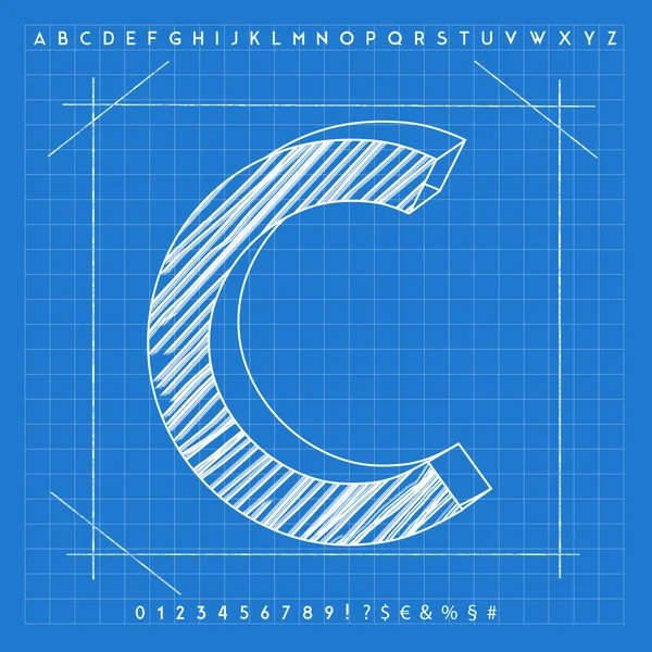 3D-blauwdruk lettertype — Stockfoto