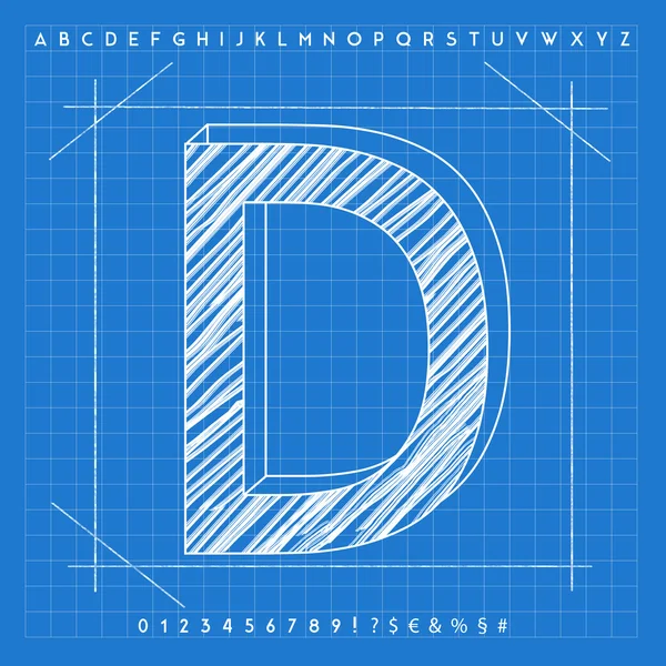3 d の青写真フォント — ストック写真
