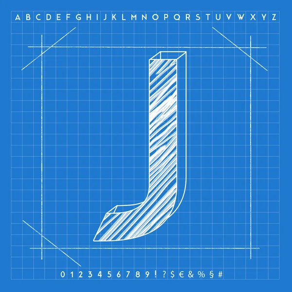 3D-blauwdruk lettertype — Stockfoto