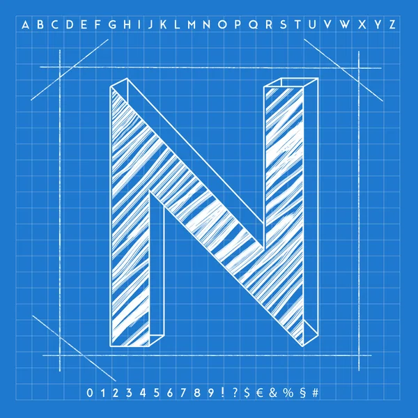 3d blueprint font — Stock Photo, Image