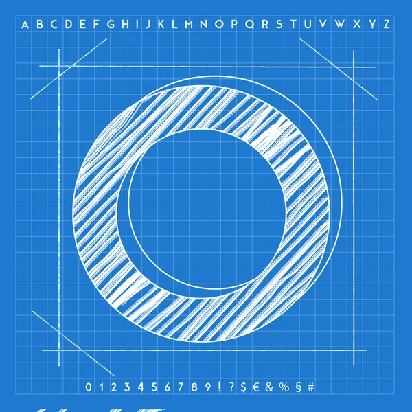 3d blueprint font — Stock Photo, Image