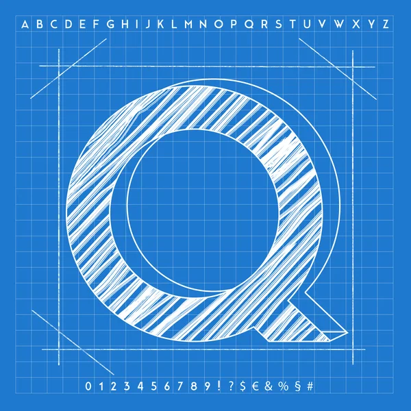 3d blueprint font — Stock Photo, Image