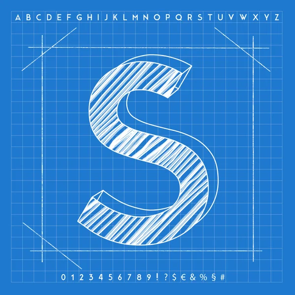 3D-blauwdruk lettertype — Stockfoto