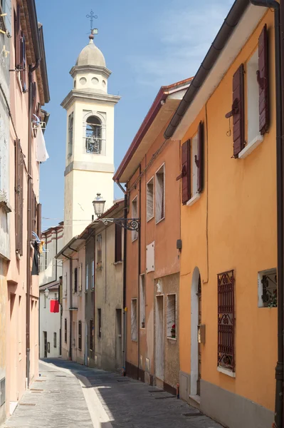 Sogliano al Rubicone - Street and belfry — Stock Photo, Image