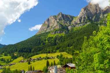 Yaz mevsiminde Selva di Cadore, Dolomites, Belluno ili, Veneto, İtalya 'daki Forcella Staulanza yolunda dağ manzarası.