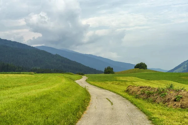 Radweg Durch Das Pustertal Provinz Bozen Trentino Südtirol Italien Berglandschaft — Stockfoto