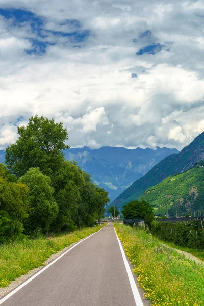 Landschap Langs Fietsroute Van Adige Van Bolzano Naar Merano Trentino — Stockfoto