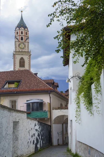 Historiska Staden Merano Bolzano Trentino Alto Adige Italien Gata Med — Stockfoto