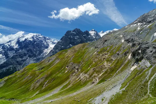 Mountain Landscape Road Stelvio Pass Bolzano Province Trentino Alto Adige — Stock Photo, Image