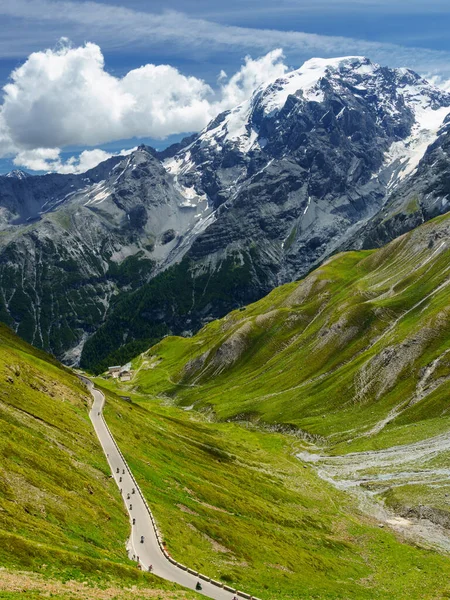 Krajobraz Górski Wzdłuż Drogi Przełęczy Stelvio Prowincja Bolzano Trentino Alto — Zdjęcie stockowe