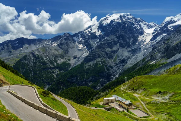 Paisagem Montanhosa Longo Estrada Para Stelvio Pass Província Bolzano Trentino — Fotografia de Stock