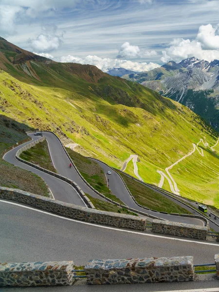 Paysage Montagneux Long Route Col Stelvio Province Bolzano Trentin Haut — Photo