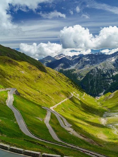 Paisagem Montanhosa Longo Estrada Para Stelvio Pass Província Bolzano Trentino — Fotografia de Stock