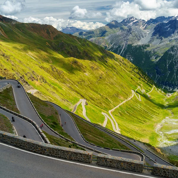 Paisagem Montanhosa Longo Estrada Para Stelvio Pass Província Bolzano Trentino — Fotografia de Stock