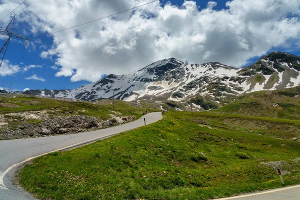 Paysage Montagneux Long Route Col Stelvio Province Sondrio Lombardie Italie — Photo
