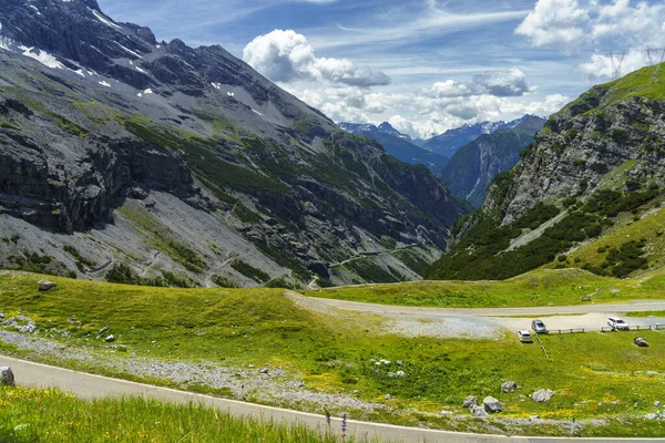 Paesaggio Montano Lungo Strada Passo Dello Stelvio Provincia Sondrio Lombardia — Foto Stock